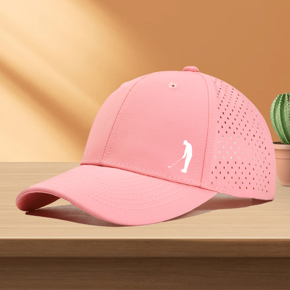 [Ideal Gift] 1pc Men's Quick-Dry Golf Cap with Perforated Mesh Back & Golf Swing Design - Breathable Trucker Hat, Lightweight All-Weather Golf Hat for Golfers, Casual Outfits - Available In, Navy, Olive, Brown, Green, Red, -