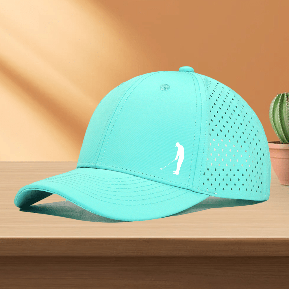 [Ideal Gift] 1pc Men's Quick-Dry Golf Cap with Perforated Mesh Back & Golf Swing Design - Breathable Trucker Hat, Lightweight All-Weather Golf Hat for Golfers, Casual Outfits - Available In, Navy, Olive, Brown, Green, Red, -