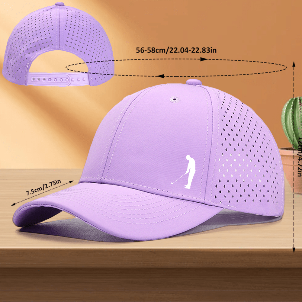 [Ideal Gift] 1pc Men's Quick-Dry Golf Cap with Perforated Mesh Back & Golf Swing Design - Breathable Trucker Hat, Lightweight All-Weather Golf Hat for Golfers, Casual Outfits - Available In, Navy, Olive, Brown, Green, Red, -