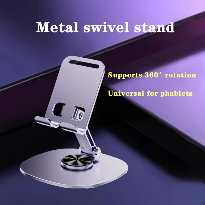 360-Degree Rotating Metal Phone Stand - Compact, Foldable & Portable Desktop Holder for All Smartphones and Tablets, Ideal Office Accessory - The Superior Findings Depot
