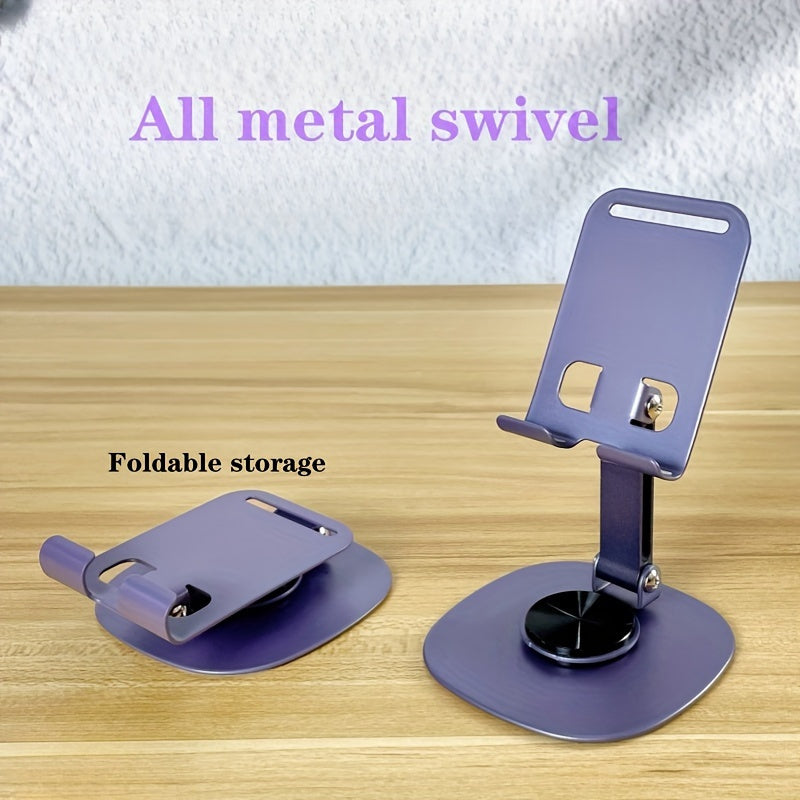 360-Degree Rotating Metal Phone Stand - Compact, Foldable & Portable Desktop Holder for All Smartphones and Tablets, Ideal Office Accessory - The Superior Findings Depot