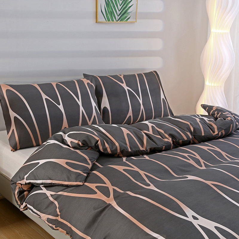 3pcs 100% Polyester Brushed Bedding Set, Floral Plant Print, Duvet Cover with 2 Pillowcases, Zipper Closure, Breathable, Machine Washable, Home Hotel Bedding Kit - The Superior Findings Depot