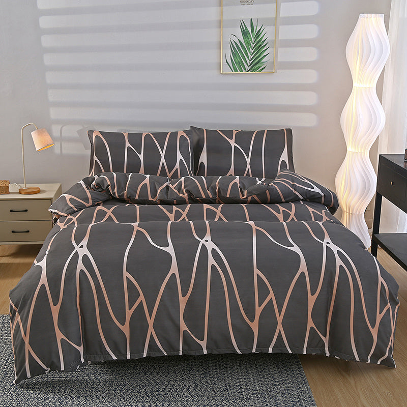 3pcs 100% Polyester Brushed Bedding Set, Floral Plant Print, Duvet Cover with 2 Pillowcases, Zipper Closure, Breathable, Machine Washable, Home Hotel Bedding Kit - The Superior Findings Depot