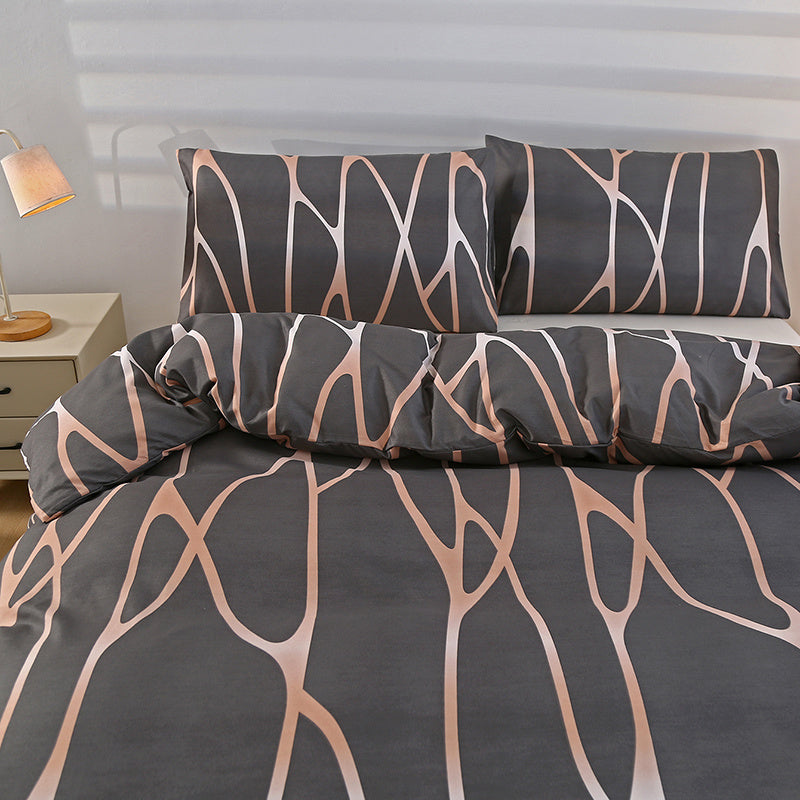 3pcs 100% Polyester Brushed Bedding Set, Floral Plant Print, Duvet Cover with 2 Pillowcases, Zipper Closure, Breathable, Machine Washable, Home Hotel Bedding Kit - The Superior Findings Depot