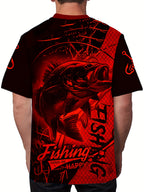 Men'S 3D Printed Fish T-Shirt | Suitable for Summer Outdoor Activities, Fishing, and Cycling | Crew Neck, Regular Fit, Slight Stretch Fabric