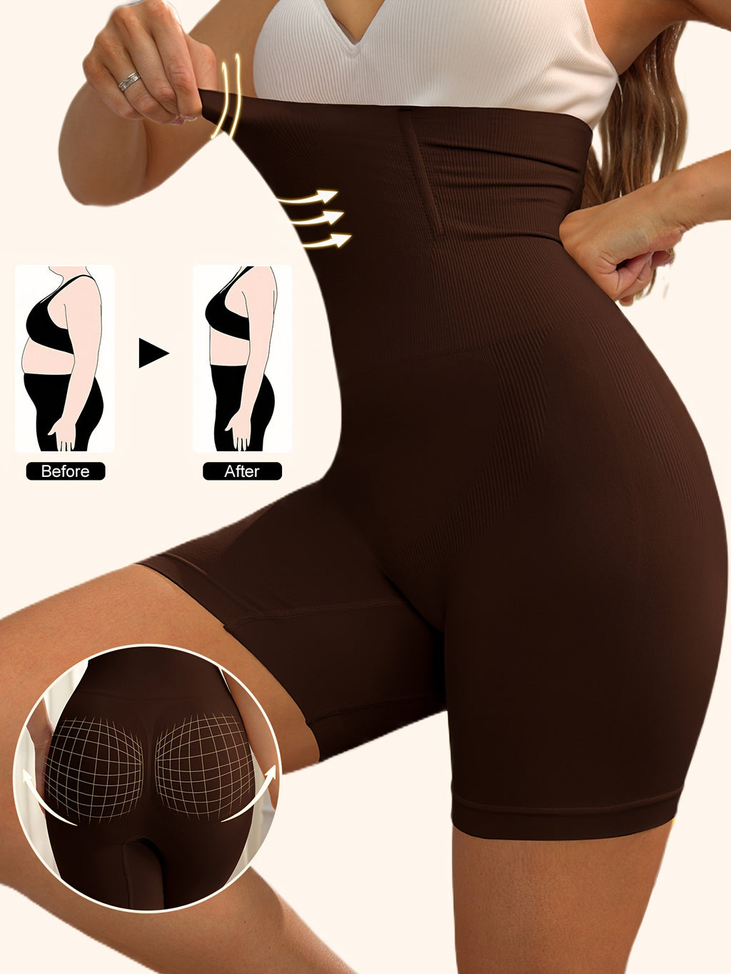 Tummy Control High Waist Sports Shorts, Waist Shaping Running Yoga Shorts, Women's Activewear Wide Waistband - The Superior Findings Depot