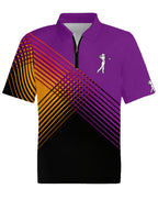 [Neon Polo Shirt] Neon Color Block 3D Digital Print Men's Summer Short Sleeve Polo Shirt | Casual Style, Regular Fit, 100% Polyester, Half Placket, Zipper Detail, Slight Stretch, 150g/m² - Yellow/Blue/Black