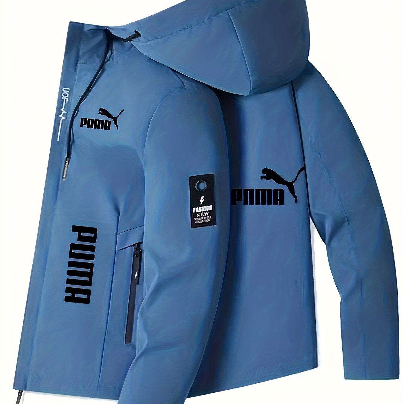 Men's Trendy Sporty Hooded Jacket - Geometric Pattern Bomber