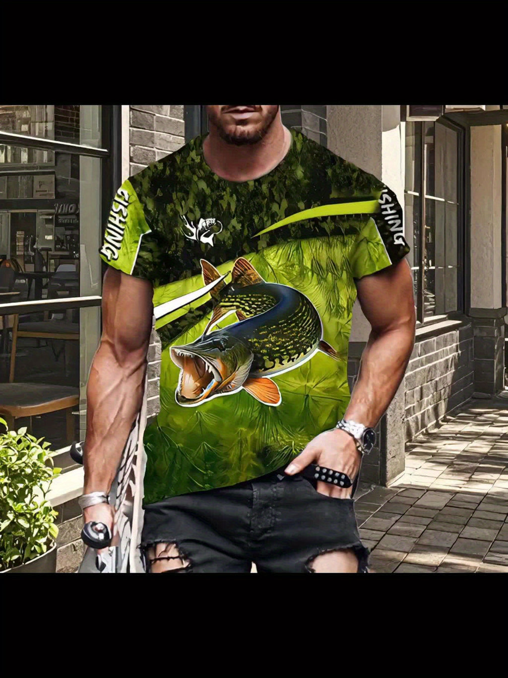 Men's 3D Fishing Graphic T-Shirt - Casual Summer Teen Apparel