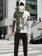 Men's Outdoor Casual Hoodie - Patterned Sweatshirt Medium Stretch