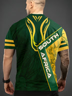 Men's 3D Rhino & African Tribal Print T-Shirt - South Africa Design