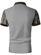 Men's Camouflage Sleeve Shirt - Khaki Base with Elk Print