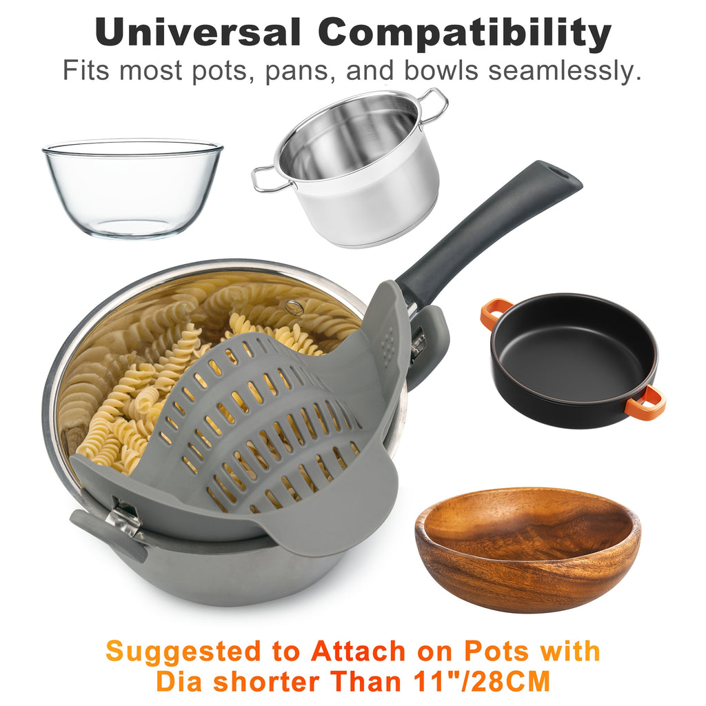 1pc ABERZEY Clip-On Strainer for Pots & Pans - Durable Plastic Kitchen Colander for Pasta, Meat, Vegetables, Fruits - Easy Drainage & Compact Design, Strainer for Pasta, Vegetable Preparation, Modern Kitchenware, Efficient Dr - The Superior Findings Depot