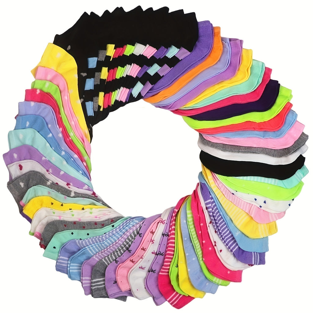 20pairs Random Color Teenager's Fashion Cute Pattern Low-cut Socks, Comfy & Breathable Soft & Elastic Thin Socks For Spring And Summer - The Superior Findings Depot