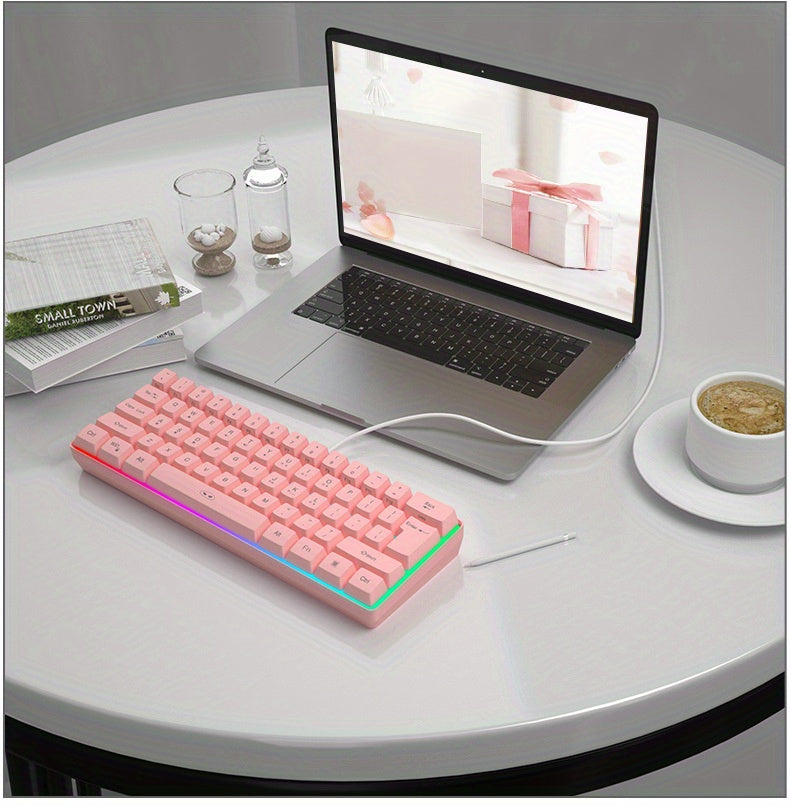 MageGee Mini 60% Gaming/Office Keyboard, Keycap Type Wired RGB Backlit Compact Computer Keyboard for Windows/Mac/Laptop, Laptop Accessory, Modern Keyboard, Sturdy Construction, Adjustable Lighting, Students - The Superior Findings Depot