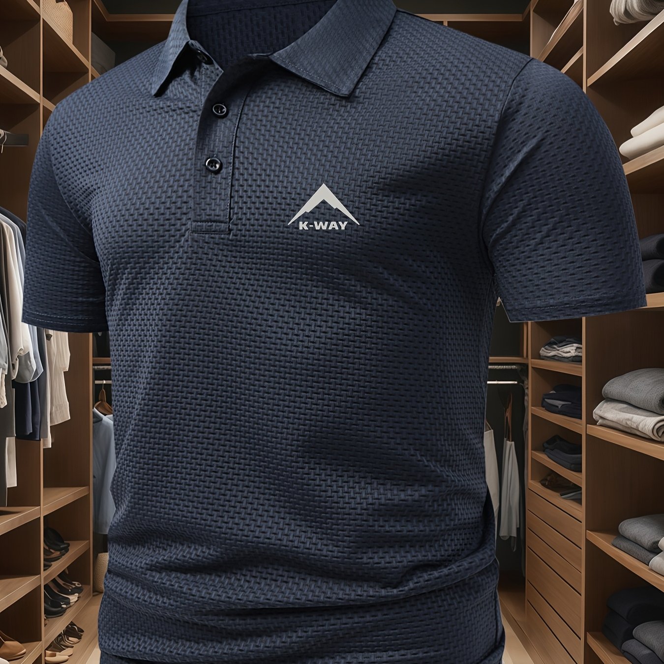 Men's Casual Golf Business Polo Shirt - Large Size Geometric Pattern