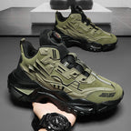 Men's Road Running Shoes - Olive Green & Black Accent