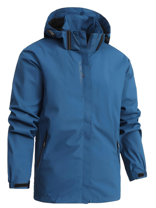 [Men's Windbreaker Jacket] Lightweight Windbreaker Men's Clothing Loose Coats | Polyester, Zip-Up, Long Sleeve, Pockets, Non-Stretch Fabric, Detachable Hood, Casual Outdoor Sportswear for All Seasons
