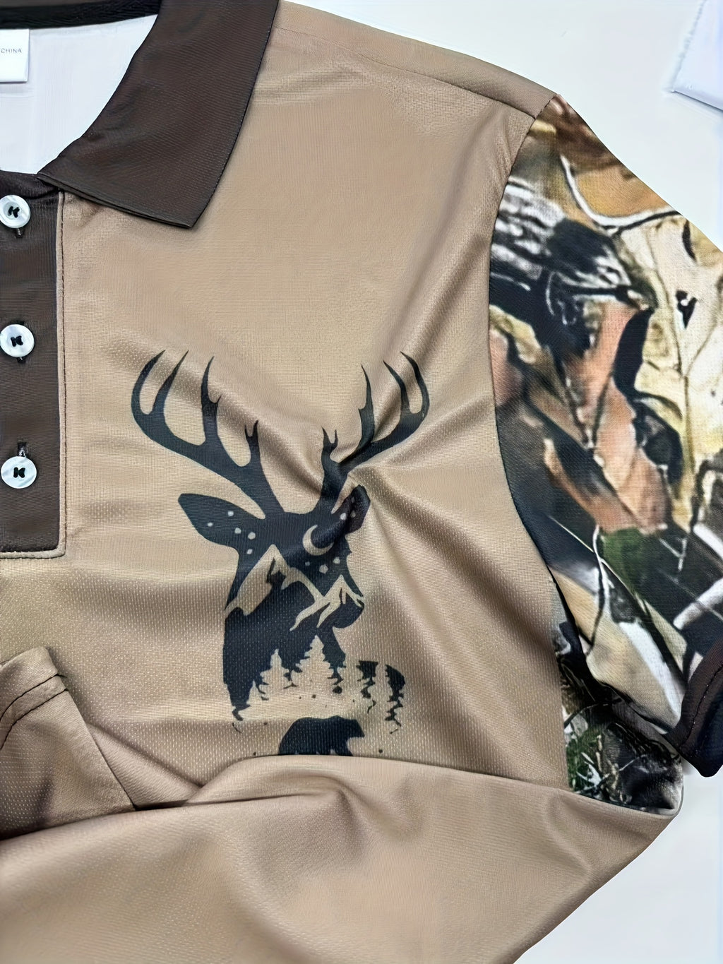 Men's Striped Casual Shirt - Deer Head Graphic Print