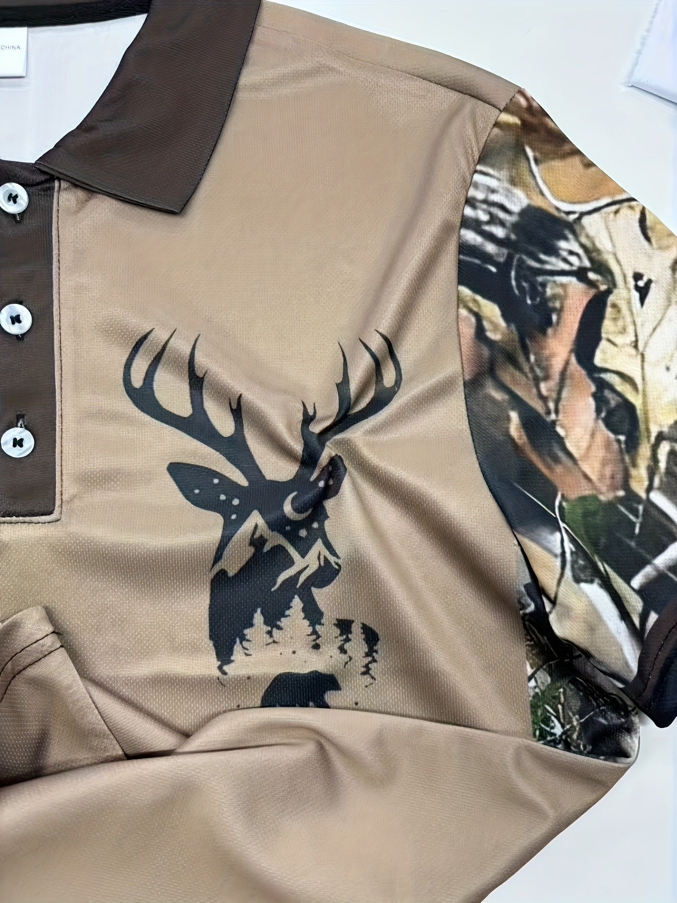 Men's Striped Casual Shirt - Deer Head Graphic Print