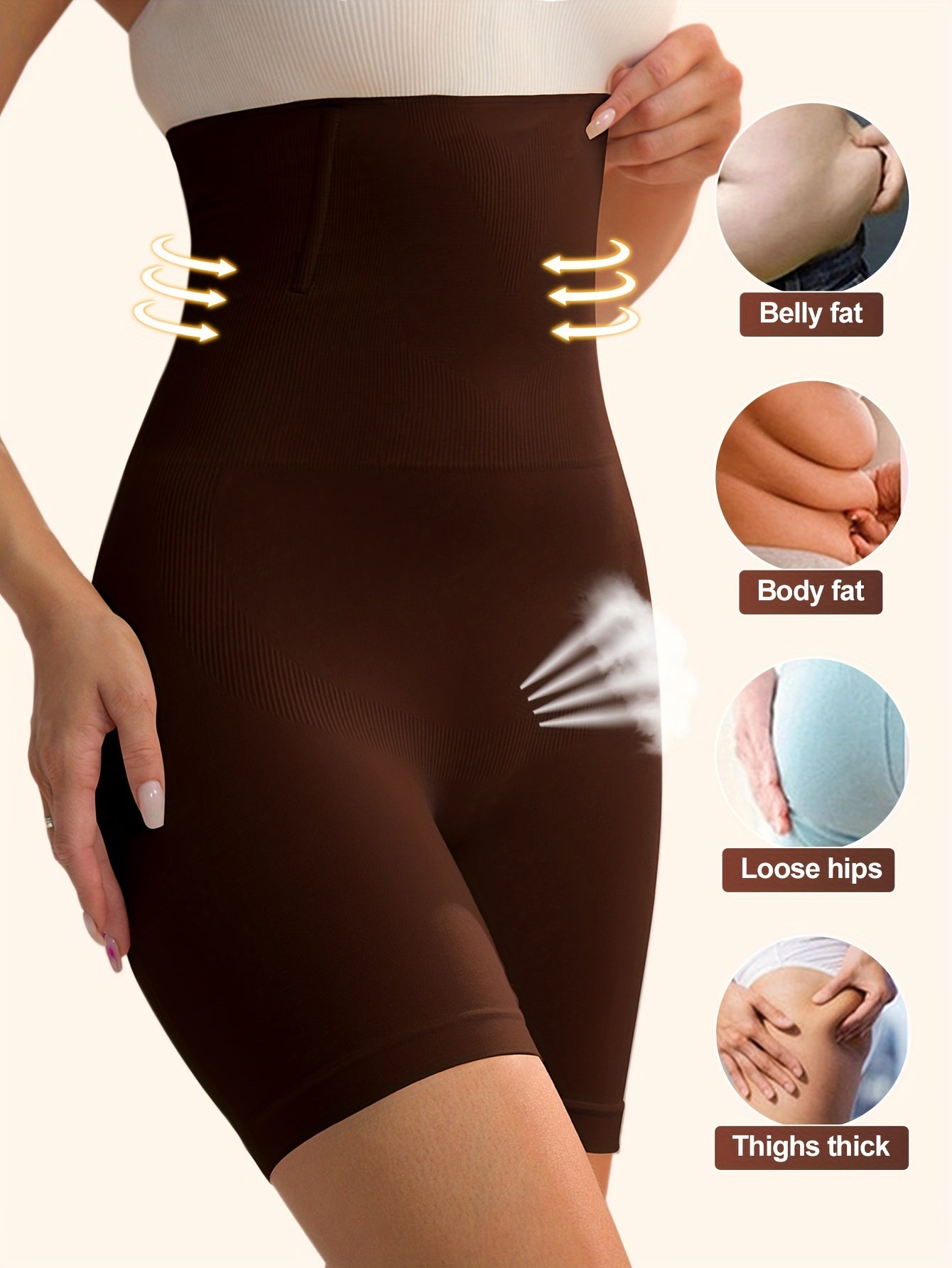 Tummy Control High Waist Sports Shorts, Waist Shaping Running Yoga Shorts, Women's Activewear Wide Waistband - The Superior Findings Depot