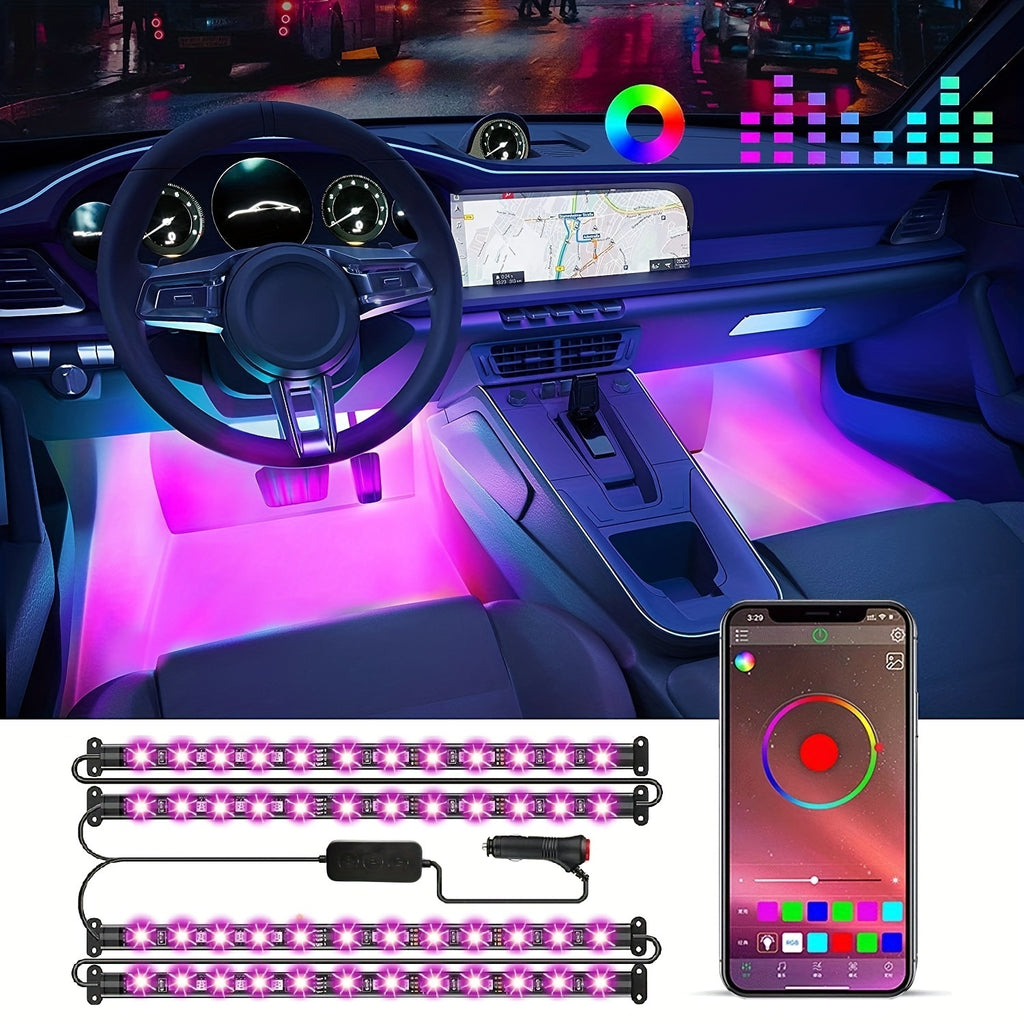 Interior Lights,LED Lights, Accessories,Smart APP Control with Remote Control, Music Sync Color Change,RGB Inside Car Lights with DIY Mode and Music Mode, DC 12V - The Superior Findings Depot