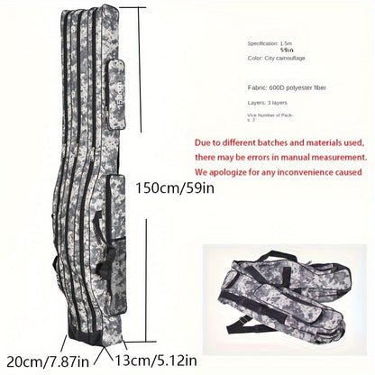 1pc Durable 3-Layer Fishing Rod Storage Bag - Effectively Protects and Organizes Your Valuable Tackle and Gear, Keeping Them Safe and Within Reach