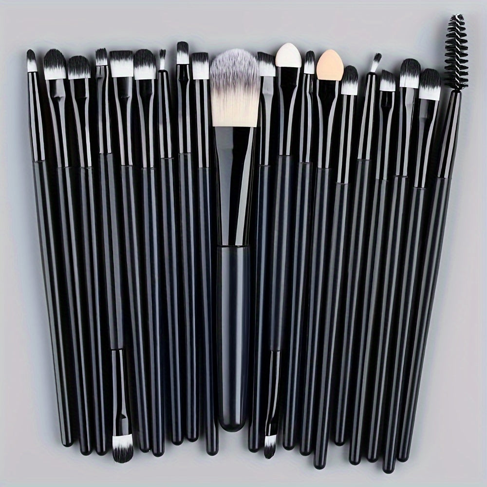20-Piece Hypoallergenic Makeup Brush Set with Nylon Bristles - Luxe Palm Brushes for Foundation, Blush, Eye Shadow, Eyebrow, & Lip, All Skin Types, ABS Rod - Professional & Beginner Kit, Travel-Friendly - The Superior Findings Depot