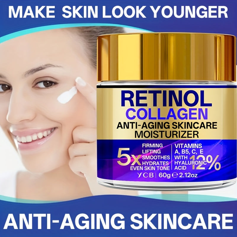 YCB Retinol Collagen Moisturizing Cream 60g/2.12oz - Face Cream with Hyaluronic Acid, Vitamin E, Shea Butter & Caffeine - Firms, Lifts Sagging Light Beige, Improves Elasticity, Even Light Beige, All Light Beige Types, Advance - The Superior Findings Depot