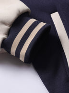 Warm Letter Print Star Pattern Embroidery Varsity Jacket, Men's Casual Color Block Button Up Jacket For Spring Fall School Baseball - The Superior Findings Depot
