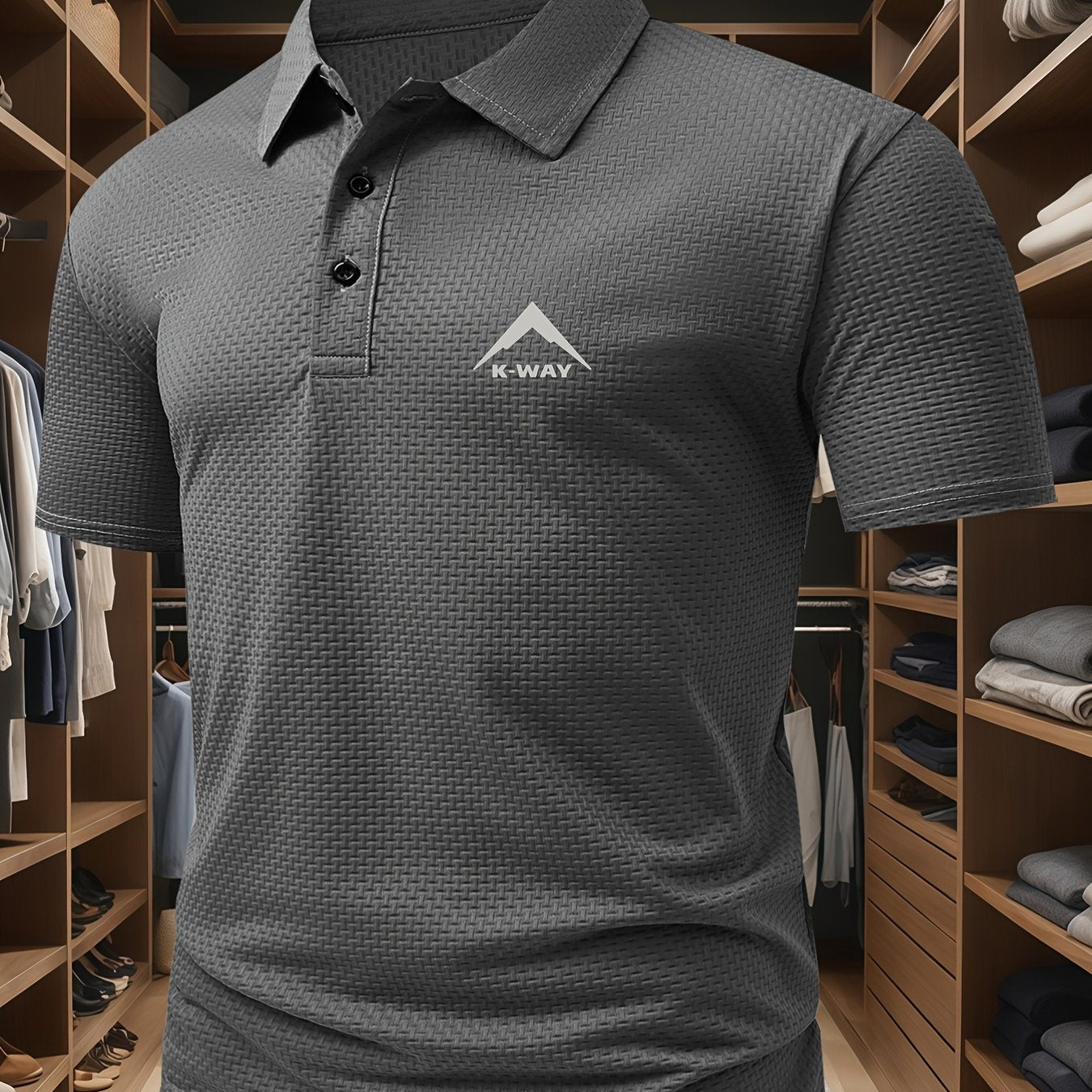 Men's Casual Golf Business Polo Shirt - Large Size Geometric Pattern