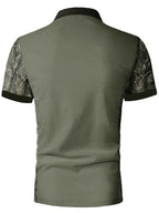 Men's Camouflage Sleeve Shirt - Khaki Base with Elk Print