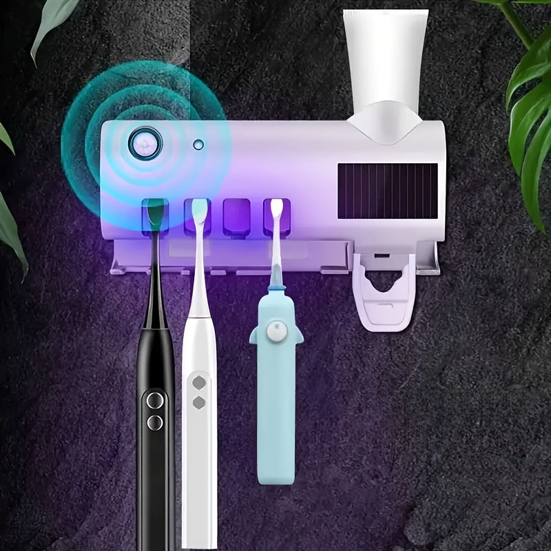 Contemporary Wall-Mounted Toothbrush Holder - Automatic Toothpaste Dispenser USB