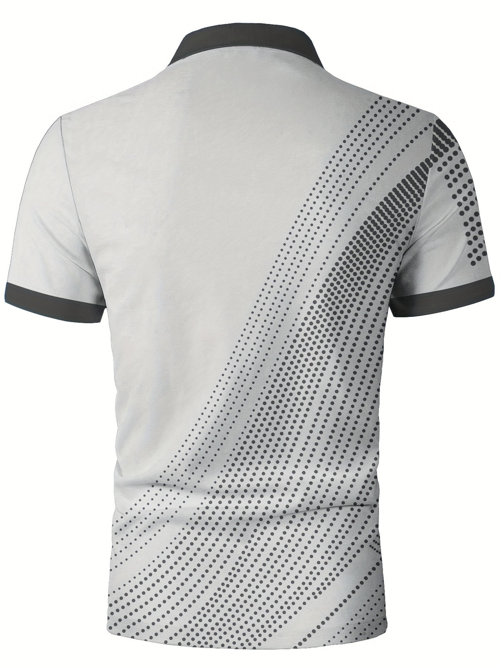 Men'S Classic White & Blue Polo Shirt with 3D Golf Ball Print - Breathable Summer Casual Wear, Regular Fit, Button-Up Collar, Lightweight Fabric for Golf, Park & Casual Attire, Golf Shirt, Park Attire, Sporty Style, Comfortab