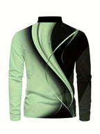 Men's Long Sleeve Shirt - Casual Print Button Lapel