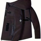 Men's Trendy Sporty Hooded Jacket - Geometric Pattern Bomber