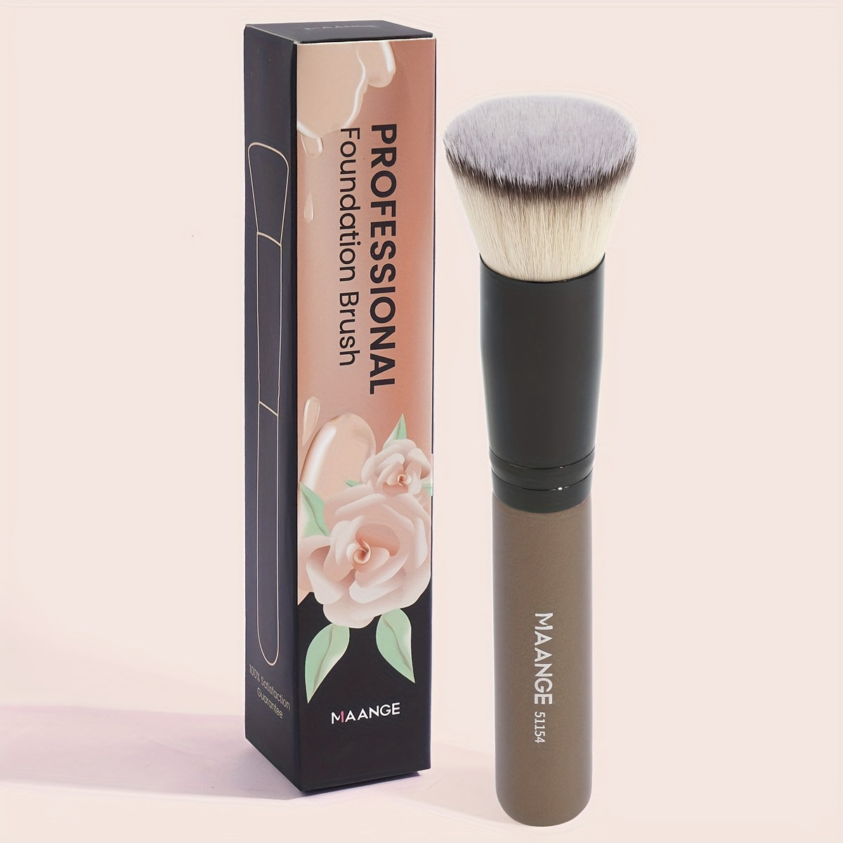 MAANGE Flawless Foundation Brush - Large Flat Top, Ultra-Soft Nylon Bristles for Seamless, Quick Application - Fragrance-Free, Ideal for All Skin Types - Black Handle, MAANGE - The Superior Findings Depot