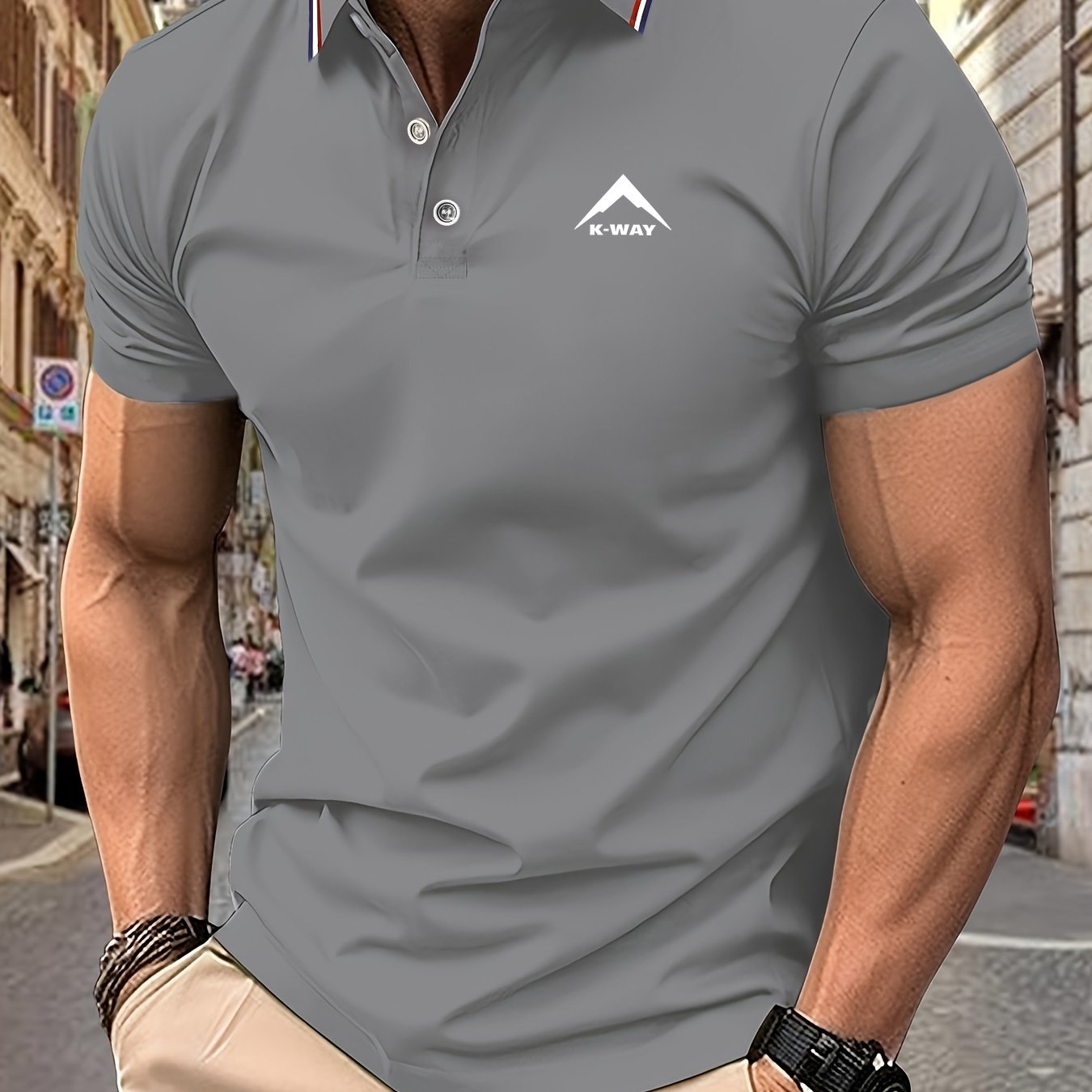 K-WAY Men's Casual Short Sleeve Shirt - Olive Green