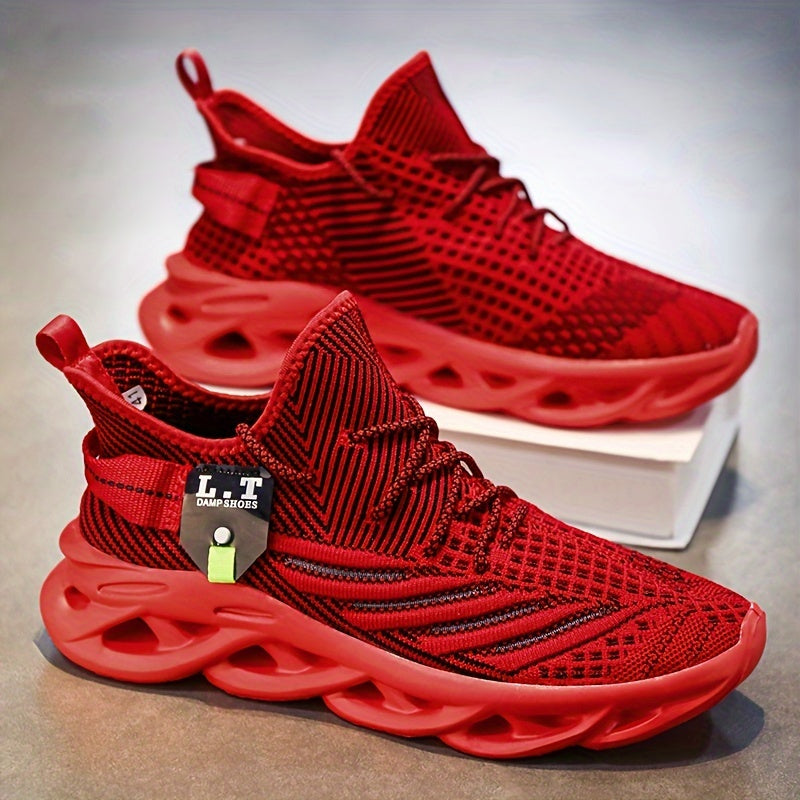 Men's Lightweight Plus Size Jogging Shoes - Breathable Mesh Lace-Up