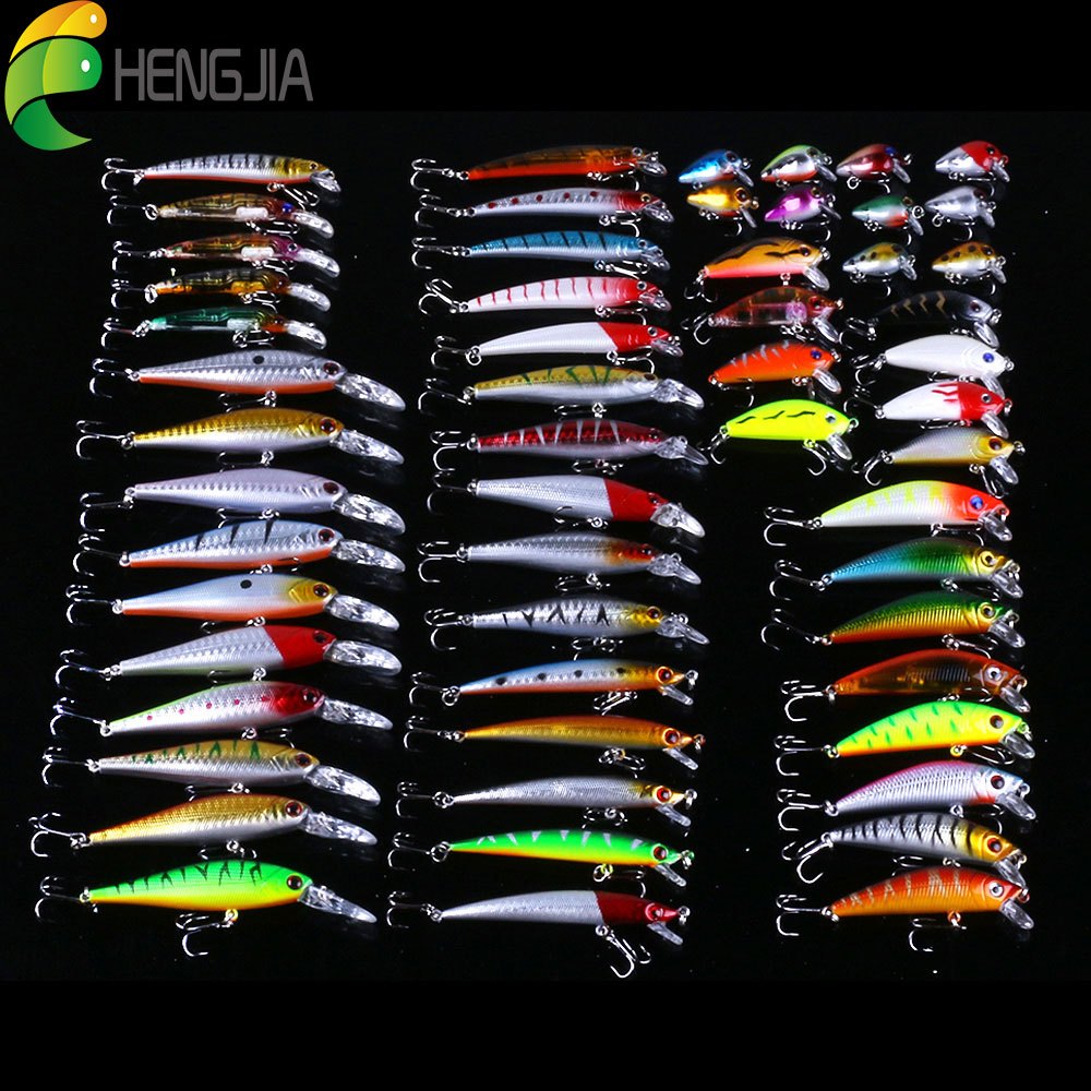 56pcs Fishing Lures Kit Crankbait Tackle Minnow Popper Pencil Swimbaits Hook Freshwater Saltwater Hard Baits Set for pike carp bass fishing christmas gift for man - The Superior Findings Depot