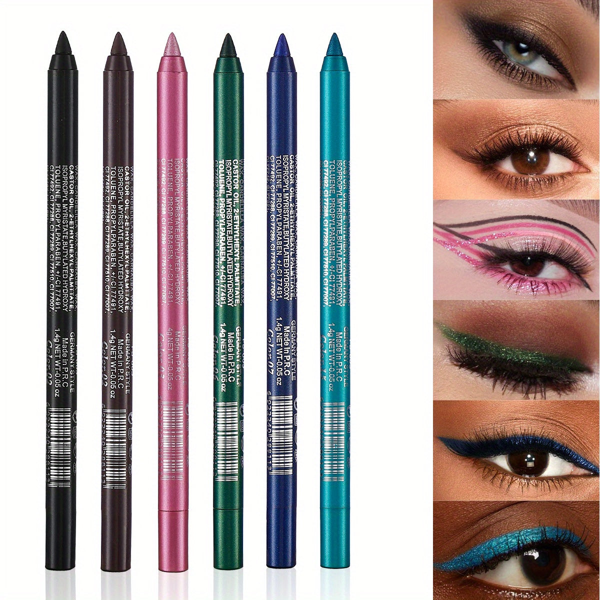 Versatile Eye Makeup Pen, Monochromatic Colored Eyeliner Pencil, Pearl GlitterEyeliner For Women, Creamy Eyeshadow Pencil, Waterproof, Professional Eye Liner/Shadow Makeup For Siren's Eye Look, Daily Makeup, Cosplay And Hallo - The Superior Findings Depot