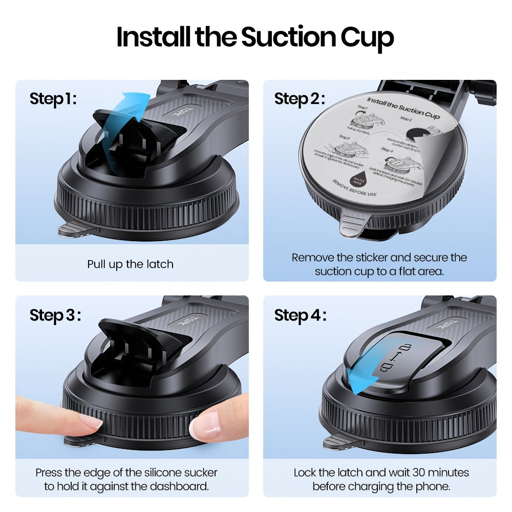 D38-C Car Phone Holder Mount by TOPK, Enhanced Adjustable Cell Phone Holder for Car Dashboard, Works with All Phones in Both Horizontal And Vertical Positions - The Superior Findings Depot