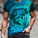 Men'S 3D Printed Fish T-Shirt | Suitable for Summer Outdoor Activities, Fishing, and Cycling | Crew Neck, Regular Fit, Slight Stretch Fabric
