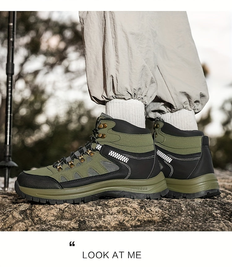 MAINALUN Men's All-Season High-Top Hiking Boots - Heavy-Duty