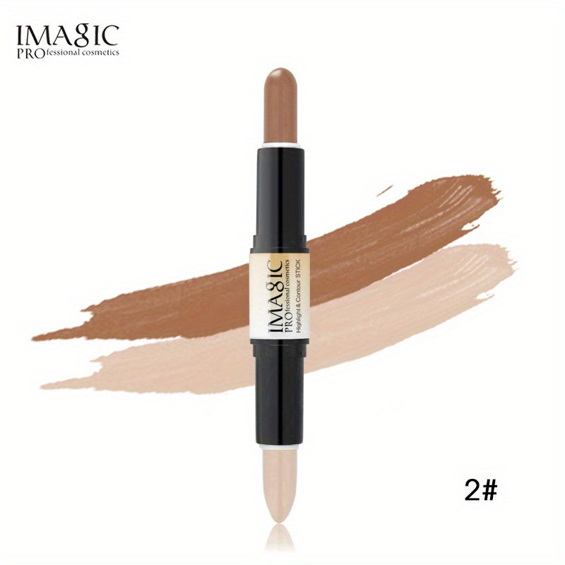 IMAN OF MAGIC Dual-Ended Concealer & Contour Stick - Waterproof, Natural Finish for All Skin Tones | Highlights & Conceals Blemishes, Dark Circles, Shadows Nose & Cheeks | Versatile Makeup Stick with Pink & Brown Shades - The Superior Findings Depot