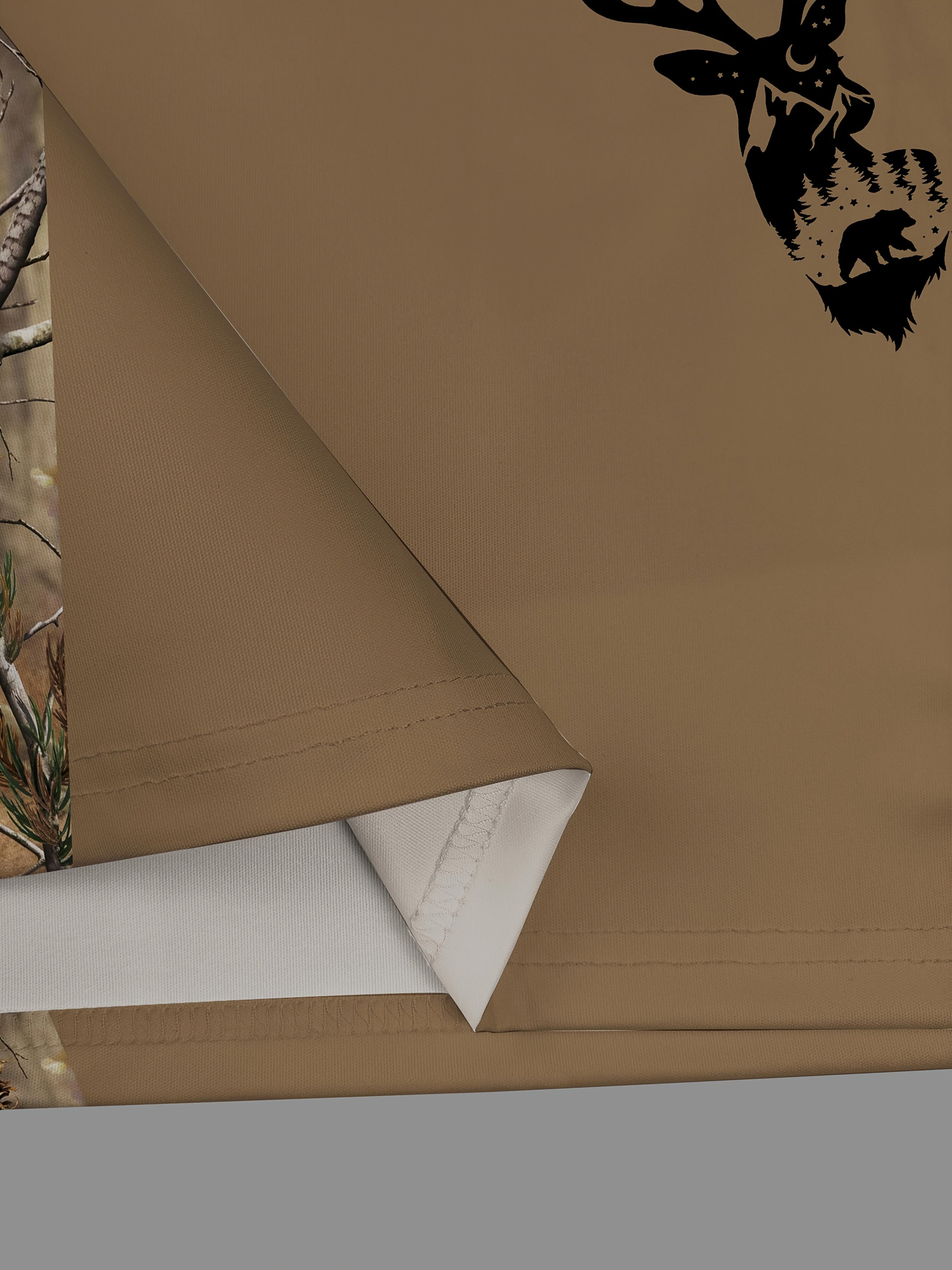 Men's Camouflage Sleeve Shirt - Khaki Base with Elk Print