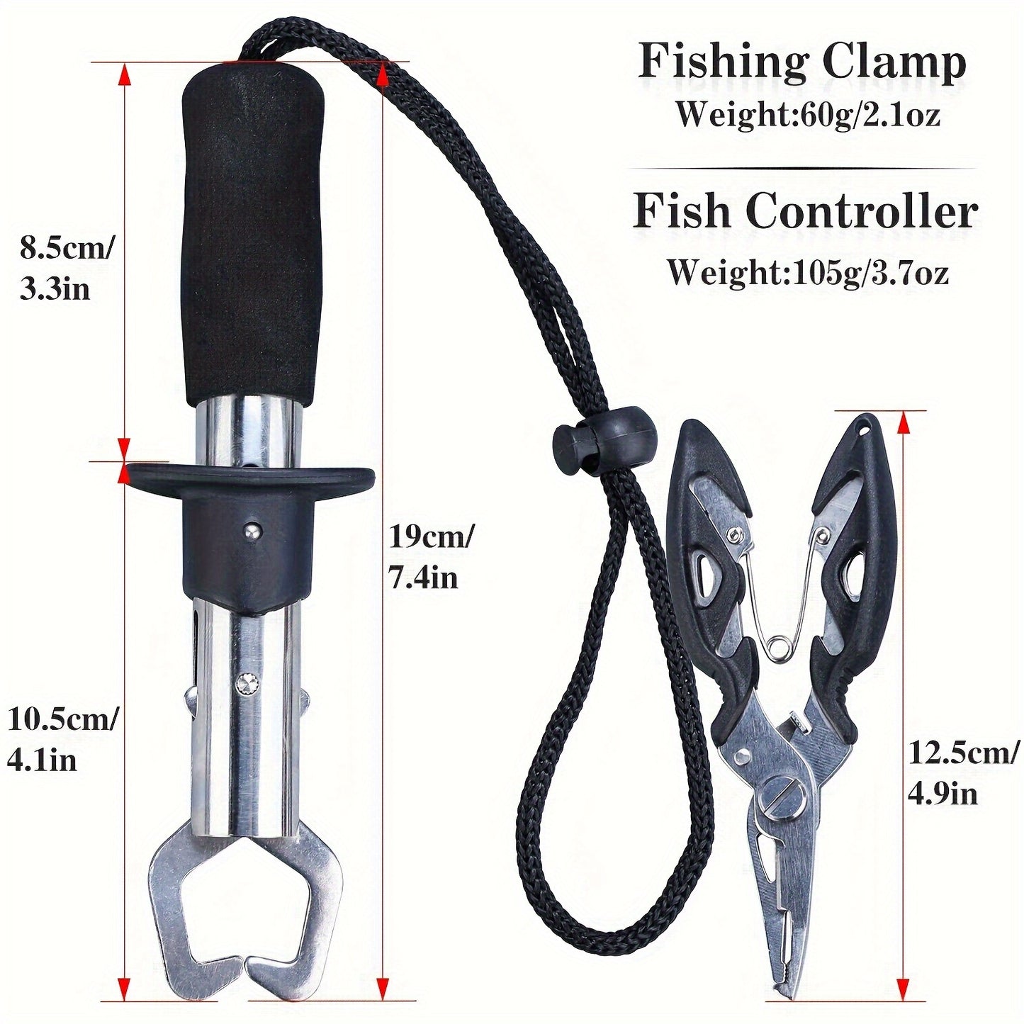 Complete Fishing Tool Set - Nets with Telescopic Folding Landing Net, EVA Handle, Durable Nylon Net Bag, Stainless Steel Fish Controller, and Fishing Pliers for Efficient Catching and Releasing