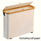 Large Capacity Toilet Paper Holder with Lid - Foldable Wood Frame