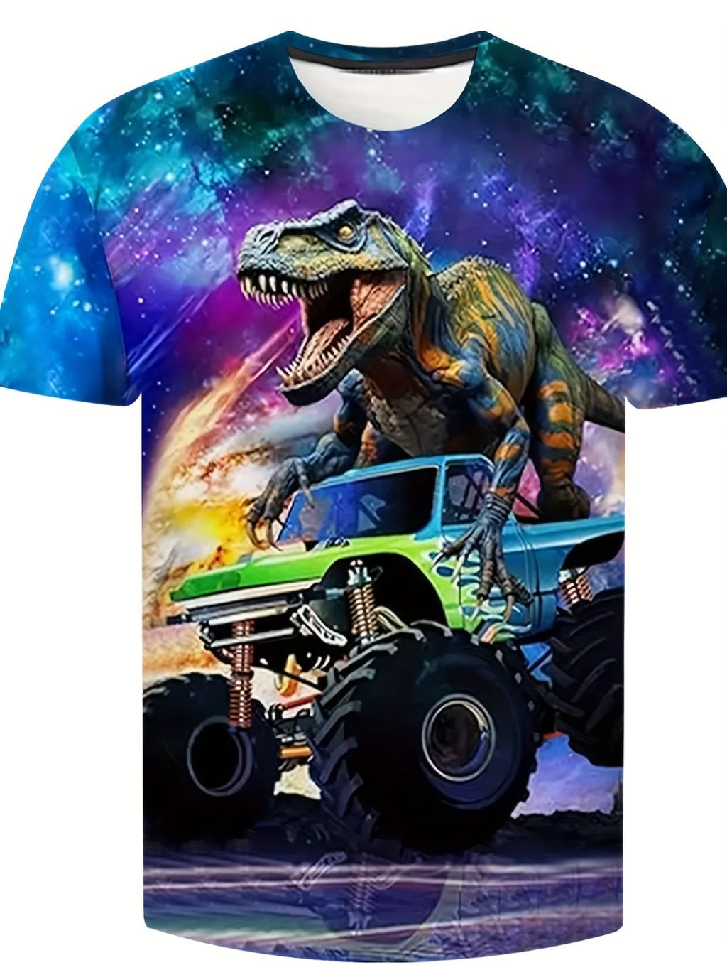 [Cool Dinosaur Tee] 4pcs Cool Dinosaur 3D Print Boys T-shirt | Casual Lightweight Comfy Short Sleeve Tee Tops | Boys Clothes For Summer - The Superior Findings Depot