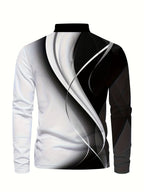 Men's Long Sleeve Shirt - Casual Print Button Lapel